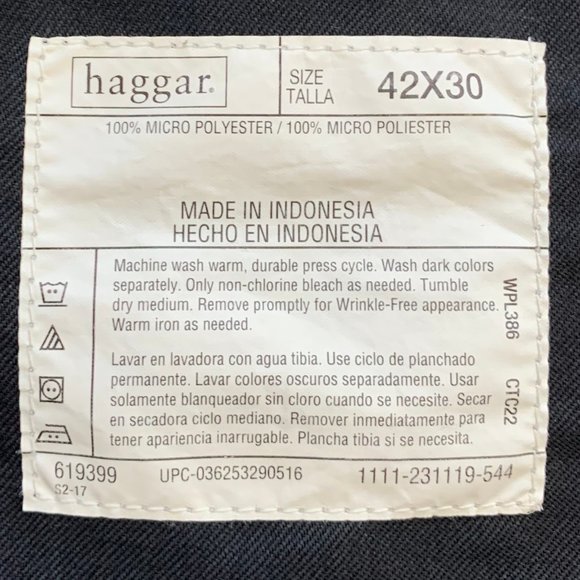 T40 Haggar Men’s Black Pleated & Cuffed Dress Pant, 42wx30L (never worn) NWOT - Picture 7 of 7